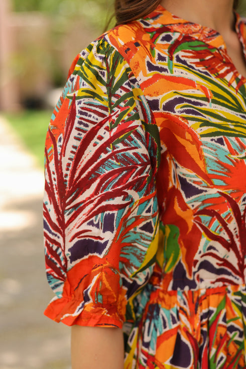 Women Printed Pure Cotton Fit & Flared Ethnic Dress